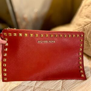 Michael Kors Red Pouch with Gold Accents